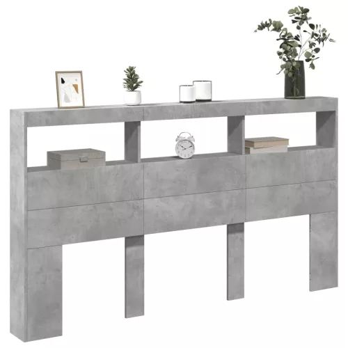 Betonszürke áthidalószekrény LED-világítással 180 x 17 x 102 cm