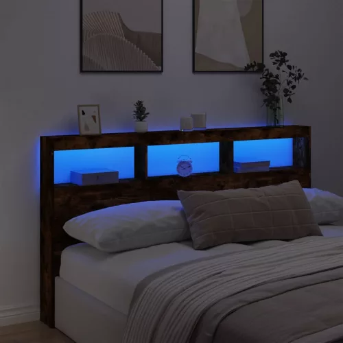 Füstös tölgy színű áthidalószekrény LED-ekkel 180x17x102 cm
