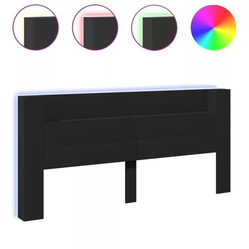 Fekete áthidalószekrény LED-világítással 220 x 16,5 x 103,5 cm