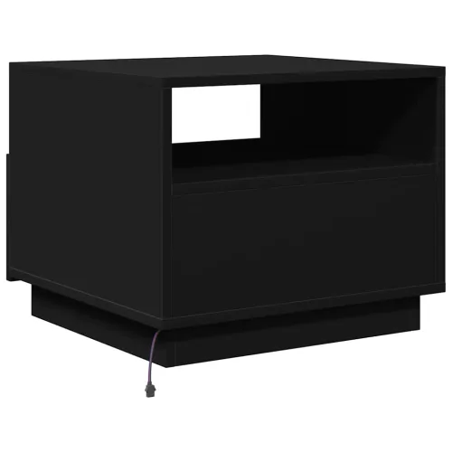 Fekete dohányzóasztal LED-lámpákkal 50x49x40 cm