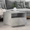 Betonszürke dohányzóasztal LED-lámpákkal 50x49x40 cm