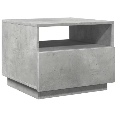 Betonszürke dohányzóasztal LED-lámpákkal 50x49x40 cm
