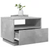 Betonszürke dohányzóasztal LED-lámpákkal 50x49x40 cm