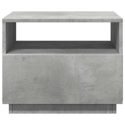 Betonszürke dohányzóasztal LED-lámpákkal 50x49x40 cm