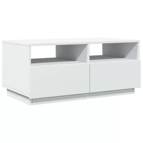 Fehér dohányzóasztal LED-lámpákkal 90x49x40 cm