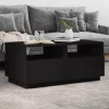 Fekete dohányzóasztal LED-lámpákkal 90x49x40 cm