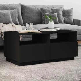 Fekete dohányzóasztal LED-lámpákkal 90x49x40 cm