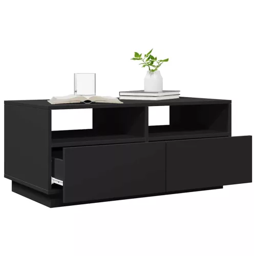 Fekete dohányzóasztal LED-lámpákkal 90x49x40 cm