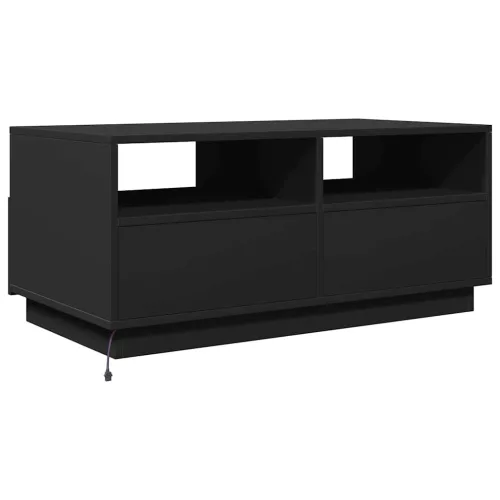 Fekete dohányzóasztal LED-lámpákkal 90x49x40 cm
