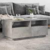 Betonszürke dohányzóasztal LED-lámpákkal 90x49x40 cm