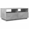 Betonszürke dohányzóasztal LED-lámpákkal 90x49x40 cm