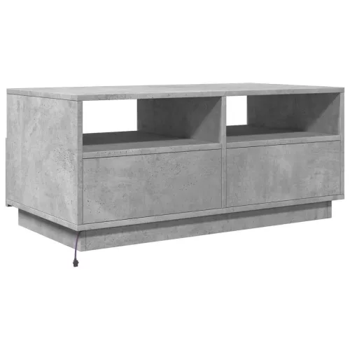 Betonszürke dohányzóasztal LED-lámpákkal 90x49x40 cm