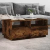Füstös tölgy színű dohányzóasztal LED-lámpákkal 90x49x40 cm