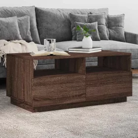   Barna tölgyszínű dohányzóasztal LED-lámpákkal 90x49x40 cm