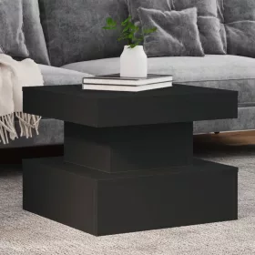 Fekete dohányzóasztal LED-lámpákkal 50 x 50 x 40 cm