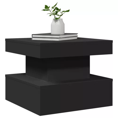 Fekete dohányzóasztal LED-lámpákkal 50 x 50 x 40 cm