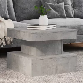   Betonszürke dohányzóasztal LED-lámpákkal 50 x 50 x 40 cm