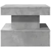 Betonszürke dohányzóasztal LED-lámpákkal 50 x 50 x 40 cm