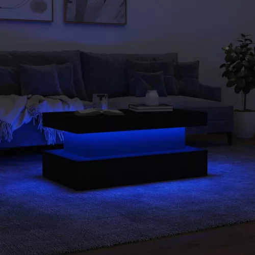Fehér dohányzóasztal LED-lámpákkal 90x50x40 cm