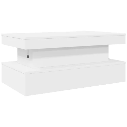 Fehér dohányzóasztal LED-lámpákkal 90x50x40 cm