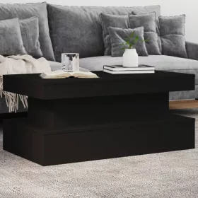 Fekete dohányzóasztal LED-lámpákkal 90x50x40 cm