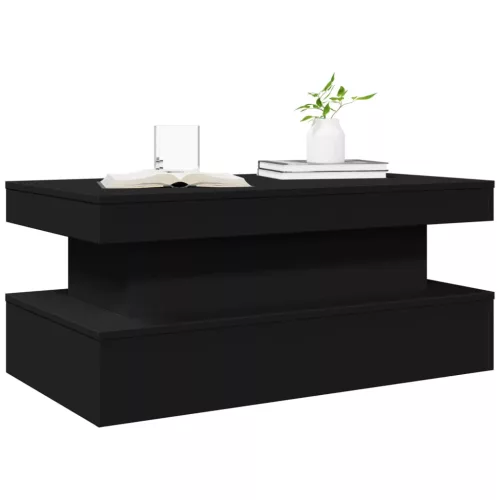 Fekete dohányzóasztal LED-lámpákkal 90x50x40 cm