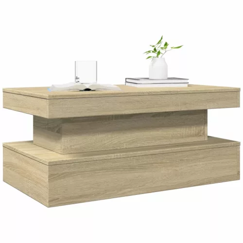 Sonoma tölgy színű dohányzóasztal LED-lámpákkal 90x50x40 cm