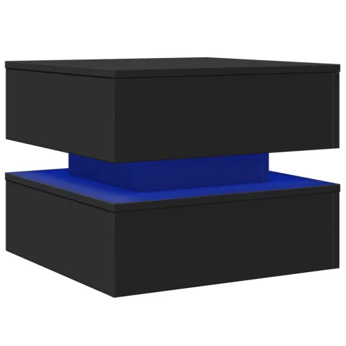 Fekete dohányzóasztal LED-lámpákkal 50 x 50 x 40 cm