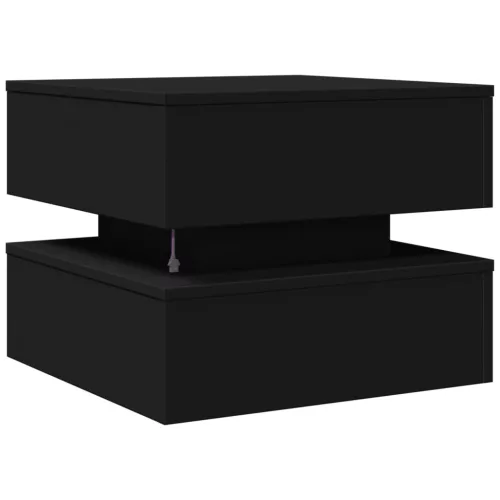 Fekete dohányzóasztal LED-lámpákkal 50 x 50 x 40 cm