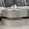 Betonszürke dohányzóasztal LED-lámpákkal 50 x 50 x 40 cm