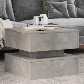   Betonszürke dohányzóasztal LED-lámpákkal 50 x 50 x 40 cm