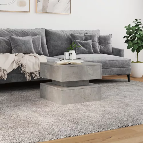 Betonszürke dohányzóasztal LED-lámpákkal 50 x 50 x 40 cm