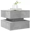 Betonszürke dohányzóasztal LED-lámpákkal 50 x 50 x 40 cm