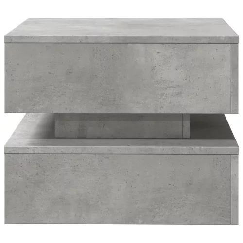 Betonszürke dohányzóasztal LED-lámpákkal 50 x 50 x 40 cm