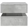 Betonszürke dohányzóasztal LED-lámpákkal 50 x 50 x 40 cm