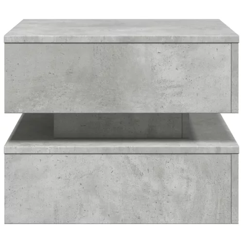 Betonszürke dohányzóasztal LED-lámpákkal 50 x 50 x 40 cm