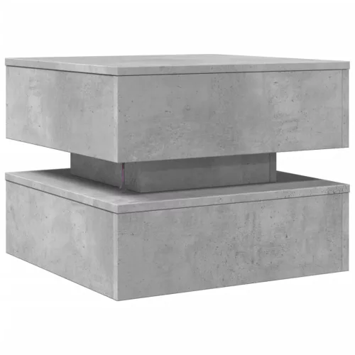 Betonszürke dohányzóasztal LED-lámpákkal 50 x 50 x 40 cm