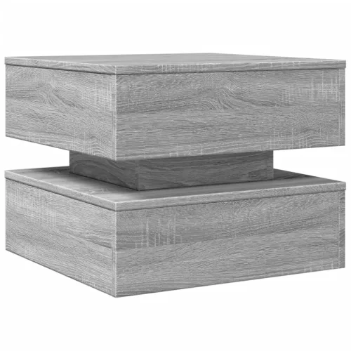 Szürke sonoma színű dohányzóasztal LED-lámpákkal 50x50x40 cm