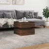 Barna tölgyszínű dohányzóasztal LED-lámpákkal 50 x 50 x 40 cm