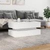 Fehér dohányzóasztal LED-lámpákkal 90x50x40 cm