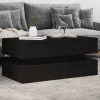 Fekete dohányzóasztal LED-lámpákkal 90x50x40 cm