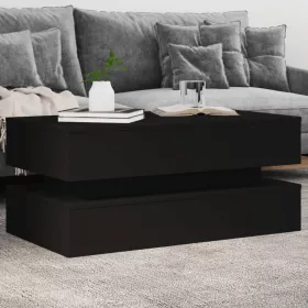 Fekete dohányzóasztal LED-lámpákkal 90x50x40 cm