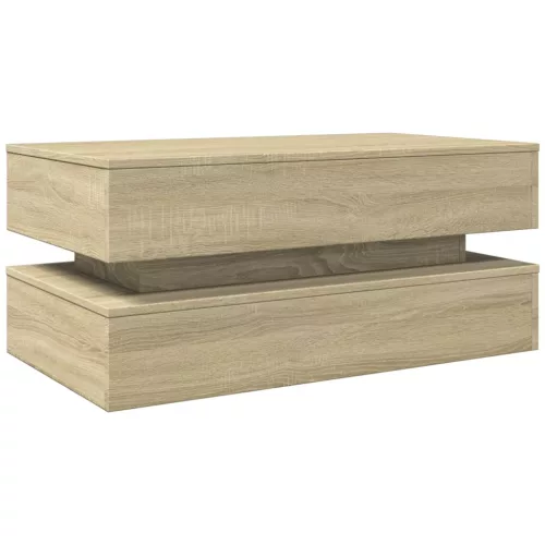 Sonoma tölgy színű dohányzóasztal LED-lámpákkal 90x50x40 cm