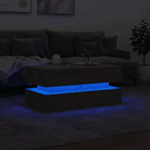 Sonoma tölgy színű dohányzóasztal LED-lámpákkal 90x50x40 cm