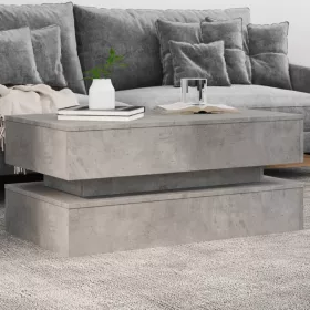 Betonszürke dohányzóasztal LED-lámpákkal 90x50x40 cm