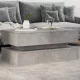 Betonszürke dohányzóasztal LED-lámpákkal 90x50x40 cm