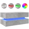 Betonszürke dohányzóasztal LED-lámpákkal 90x50x40 cm
