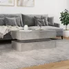 Betonszürke dohányzóasztal LED-lámpákkal 90x50x40 cm