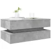 Betonszürke dohányzóasztal LED-lámpákkal 90x50x40 cm