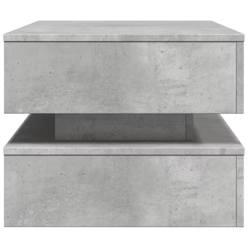 Betonszürke dohányzóasztal LED-lámpákkal 90x50x40 cm